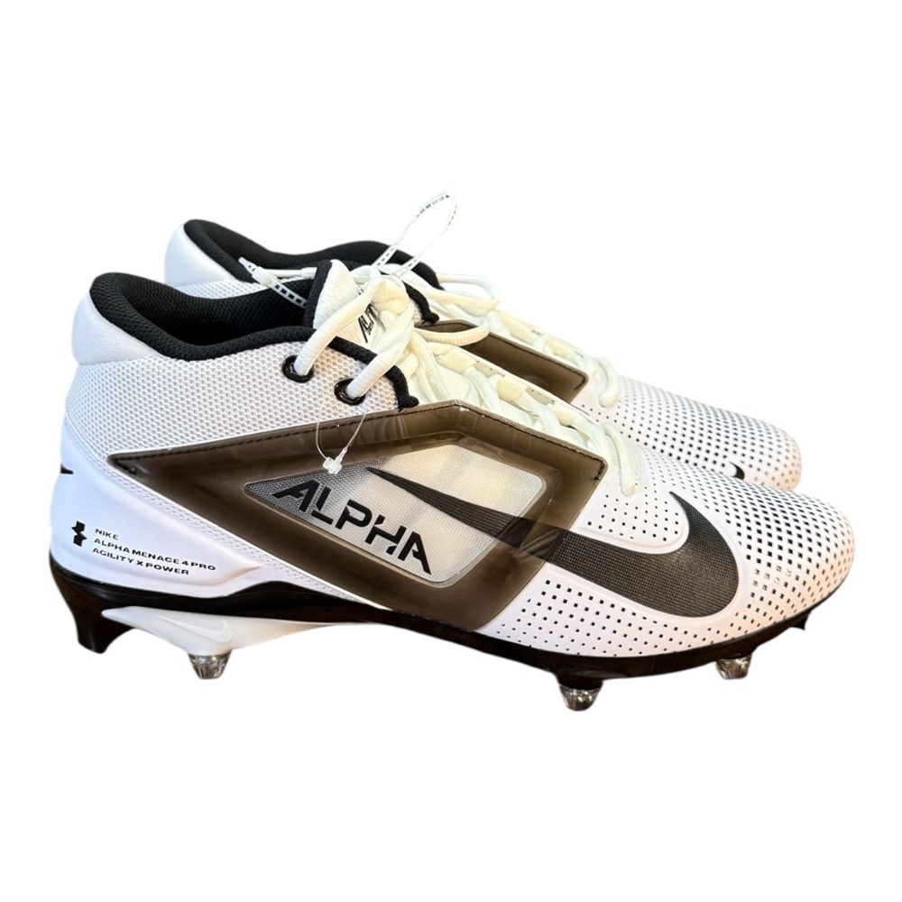 Nike Alpha Menace 4 Pro Football Cleats Men’s Size 12/12.5 White/Black
